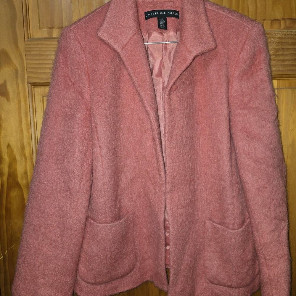 Josephine Chaus Blazer Blush Peach Pink Wool Blend Size 8